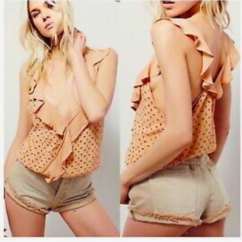 Free people soulshine eyelet tank in peach